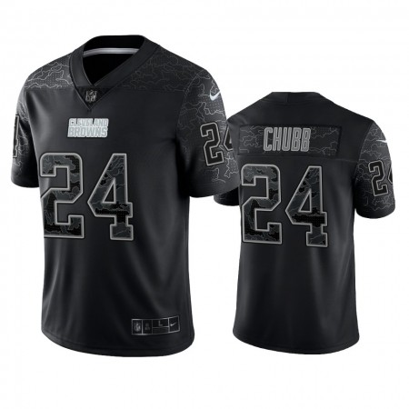 Miesten Cleveland Browns NFL Pelipaita Nick Chubb 24 Musta Reflective Limited